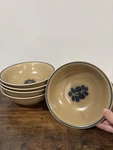 Pfaltzgraff Folk Art 6 Blue Floral Tan Usa Set Of 4 Soup Cereal Bowls. Fixed Price $25.00.