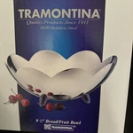 Tramontina Stainless Steel Bread Fruit Bowl 9.5" Silver Mirror Finish Blue Feet. Fixed Price $45.52.