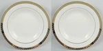 Sango Georgetown 2 Rimmed Soup Bowls 8" White Gold Encrusted Band #8455. Fixed Price $6.95.