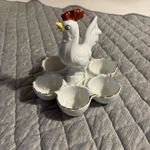 Beautiful White Rooster Victoria Czechoslovakia Egg Holder Centerpiece. Fixed Price $11.95.