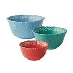 The Pioneer Woman 3PC Embossed Stoneware Serve Bowl Set. Fixed Price $30.97.
