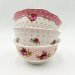 Park Chateau Pink Floral Polka Dot Ceramic Bowls Set Of 3 Scalloped Rim 4.75IN. Fixed Price $38.00.