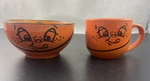 Mulberry Basketball Bowl And Mug Smiley Face Sports Ceramic Orange Black. Fixed Price $21.55.