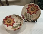 New Set Of 2 Pier 1 Imports Carynthum Hand-crafted Pasta Soup Accent Bowls. Fixed Price $64.00.