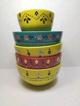 Laurie Gates Multicolored Ceramic Soup Cereal BOWLS(4) Smaller BOWL(1) Set Of 5. Fixed Price $44.99.