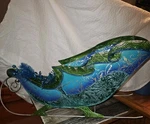 Beautiful 21" Metal Peacock Sleigh Basket Centerpiece Colorful Holiday. Fixed Price $43.20.