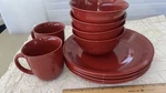 Set Of 4 Mainstays Red Sedona Rainforest Embossed Stoneware Soup Cereal Bowls. Fixed Price $20.00.