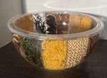 Vtg Lucite Mcm Salad Bowl Double Wall With Herbs Grains 12" X 6. Fixed Price $39.99.