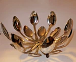 Fruit Bread Bowl Made W/ 16 Bent Spoons 11" Diameter 8" Tall By Forked Up Art. Fixed Price $39.99.