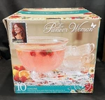 Pioneer Woman Adeline Punch Bowl & Cups Set Rustic Farmhouse. Fixed Price $49.99.