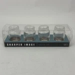 Set Of 4 Sharper Image Mason Jar Shot Glasses Embossed Cheers. Fixed Price $20.25.
