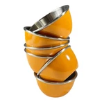 Vtg Crate & Barrel Ice Cream Bowls Stainless Steel Melamine Orange S/6 Last Set. Fixed Price $46.95.