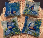 Prima Square Art Glass 5" Appetizer Plates / Bowls Peacock Floral Set Of 4. Fixed Price $13.99.