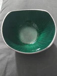 Simply Designz Handcrafted Green Enamel Over Aluminum Bowl Starburst Pattern. Fixed Price $16.23.