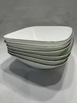 6PC Corelle Pure White Square Bowls With Gray Trim, Made In Usa, A2915. Fixed Price $36.00.