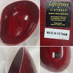 Lifestyles By Sixtrees Red Lacquerware Bowl Bamboo & Wood Handcrafted Decor Rare. Fixed Price $27.50.