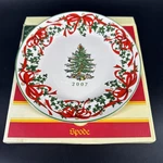 Spode Christmas Tree-green Trim Red Ribbon Canape Plate S3324-A7 7.5". Fixed Price $24.95.
