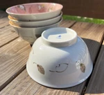 Japanese Rice Soup Bowl 6"D Porcelain Pink/peach Blossom Forest Lucky 4-SET. Fixed Price $42.00.