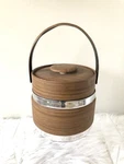 Vintage U.s.a. Retro 70S Brown Wood Grain Vinyl Ice Bucket Party Accent. Fixed Price $37.00.