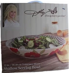 Dolly Parton Tennessee Home Shallow Serving Bowl 12" Ceramic Blk Gingham Floral. Fixed Price $30.99.