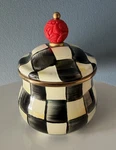 Mackenzie-childs Courtly Check Lidded Sugar Bowl, New. Fixed Price $55.00.