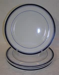 Set Of Tognana Italy Dinner Plates Blue Bands On White Porcelain 10-3/4". Fixed Price $39.99.