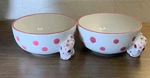 Set Of 2 - Vintage Schmid Design Folio Bunny Rabbit Pink Polka Dot Bowls. Fixed Price $39.00.