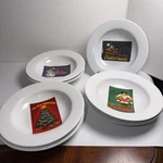 Vtg Marketplace Christmas Celebrate The Season Soup Bowls Set Of 7, 8 Diameter. Fixed Price $35.69.