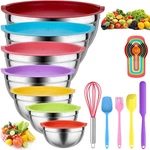 Mixing Bowls With Lids For Kitchen - 26 Pcs Stainless Steel Nesting Colorful. Fixed Price $41.99.