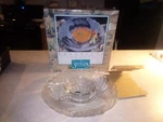 Crystal Clear Studios Seabreeze Frosted Glass Round 2 Pc Chip & Dip Serving Tray. Fixed Price $79.99.