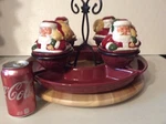 Longaberger Paprika Crescent Dish Wrought Iron Dessert Bowl Santa Lazy Susan New. Fixed Price $272.99.