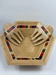 Totally Bamboo Bowl Salad Hands Colored Birch Inlay Baltique Marrakesh Wood 14''. Fixed Price $39.97.