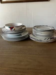 Mikasa Maxima "high Spirits" CAK12 22 Piece Dinner Set Geometric Plates Bowls. Fixed Price $300.00.