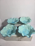 Magenta Set Of 4 Blue Tulip Bowls 3" Deep X 7" Diameter. Fixed Price $30.00.