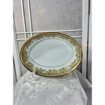 Vtg Noritake Lucerne 6880 Oval Vegetable Serving Bowl Green Gold Floral 9.5". Fixed Price $15.99.