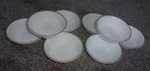 7 Corning Corelle Squared Geometric Brown Lime Green Trim Soup Cereal Bowls. Fixed Price $24.99.