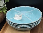 Tommy Bahama Melamine 9" Pasta Bowl Rustic Crackle Turquoise (set Of 4) New/tags. Fixed Price $29.99.