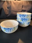 Set 4 Royal Norfolk Blue Hydrangea Floral Ceramic Soup Bowls Pasta Fruit Noodle. Fixed Price $26.00.