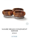 Nambe Braid Condiment Server - Serving Set With Chrome Plate New. Fixed Price $100.00.