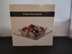 5 Pc Plastic Serving Set Just Tasting W/ Platter & 4 Small Square Bowls. Fixed Price $14.95.