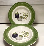 M&t Distributors Eggplant Soup Pasta Bowl 9" Ceramic Made In Italy Set Of 2 Euc. Fixed Price $15.88.