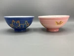 Schen Kotobuki Kids Rice Noodle Bowl Pink & Blue Cat Animal - Set Of 2. Fixed Price $19.99.
