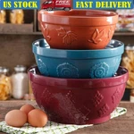 Mixing Bowl Set 3-PIECE Nesting Dishwasher Microwave Safe Embossed Kitchen Decor. Fixed Price $41.78.