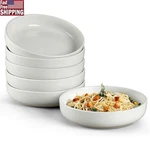 Stoneware Pasta Bowls Set Of 6 Minimalist Design Dishwasher Safe Daily Use. Fixed Price $44.05.