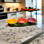 Leaf Dish Boston Warehouse Trading Corp 2001 Green Red Yellow Purple Used. Fixed Price $19.00.