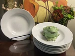 Couture Alabaster ME210 White Soup Pasta Salad Bowl 9" Scalloped Set Of 4 New. Fixed Price $42.00.