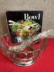 Leonard Silver Mfg Crystal Salad Bowl Plated Base No. 360 Servers & Box. Fixed Price $30.00.