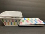 Cynthia Rowley Tropical Pineapple Melamine 2 Bowls And 3 Rectangle Dishes Euc. Fixed Price $15.99.