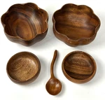 Pacific Merchants Acaciaware 2 Salad Bowls & Side Made Philippines. Fixed Price $14.95.
