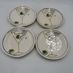 Set Of 4 Julia Junkin Studio, Martini Cocktail Theme Appetizer Plates. Fixed Price $26.73.